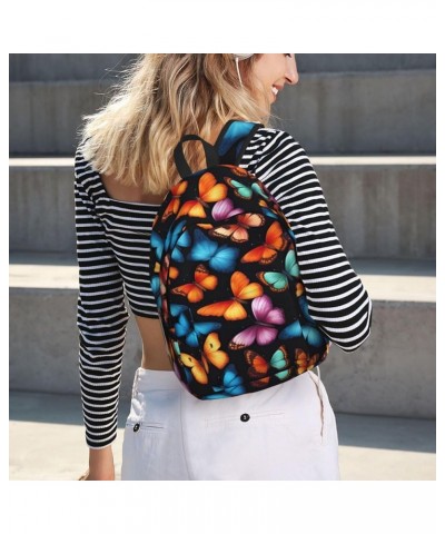 Colorful Butterfly Print Lightweight Travel Canvas Backpack Casual Daypack For Men Women Work, Sports, Beach Black Small $18....