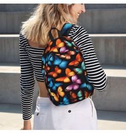 Colorful Butterfly Print Lightweight Travel Canvas Backpack Casual Daypack For Men Women Work, Sports, Beach Black Small $18....