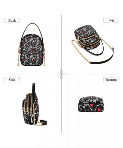 Women's Crossbody Handbags Clutch Phone Purse Romantic Skull Stylish Shoulder Bag with Detachable Chain Strap $12.48 Shoulder...