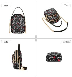 Women's Crossbody Handbags Clutch Phone Purse Romantic Skull Stylish Shoulder Bag with Detachable Chain Strap $12.48 Shoulder...