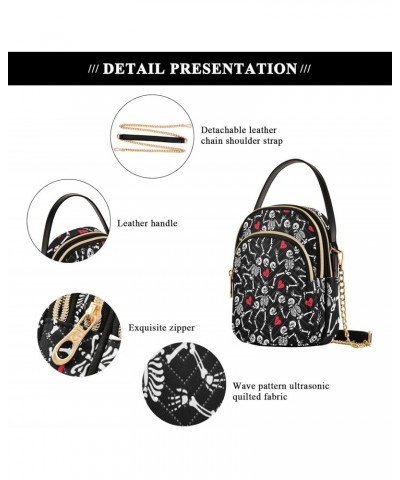 Women's Crossbody Handbags Clutch Phone Purse Romantic Skull Stylish Shoulder Bag with Detachable Chain Strap $12.48 Shoulder...