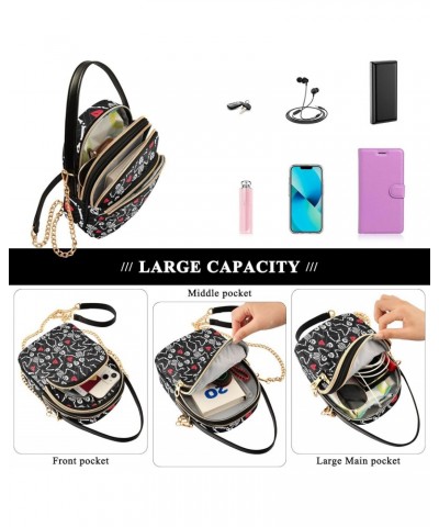 Women's Crossbody Handbags Clutch Phone Purse Romantic Skull Stylish Shoulder Bag with Detachable Chain Strap $12.48 Shoulder...