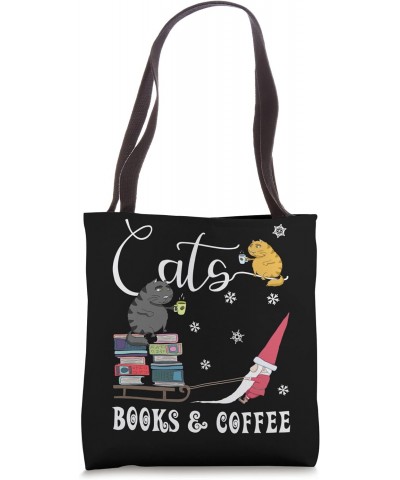 Cats Books Coffee Funny Gnome Books & Coffee Lover Christmas Tote Bag $12.66 Totes