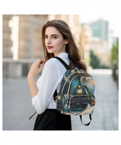 Medium Fashion Backpack for Women Vintage Winter Train Print Ladies Travel Daypack Aesthetic Shoulder Bag 10.2×5.1×12.5 IN $1...