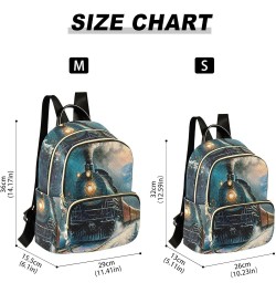 Medium Fashion Backpack for Women Vintage Winter Train Print Ladies Travel Daypack Aesthetic Shoulder Bag 10.2×5.1×12.5 IN $1...