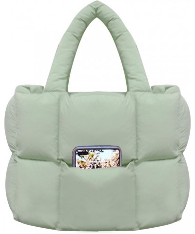 women large puffer purse puffy tote bags dupes light weight handmade nylon bag woven shoulder handbag Light Green $21.82 Shou...