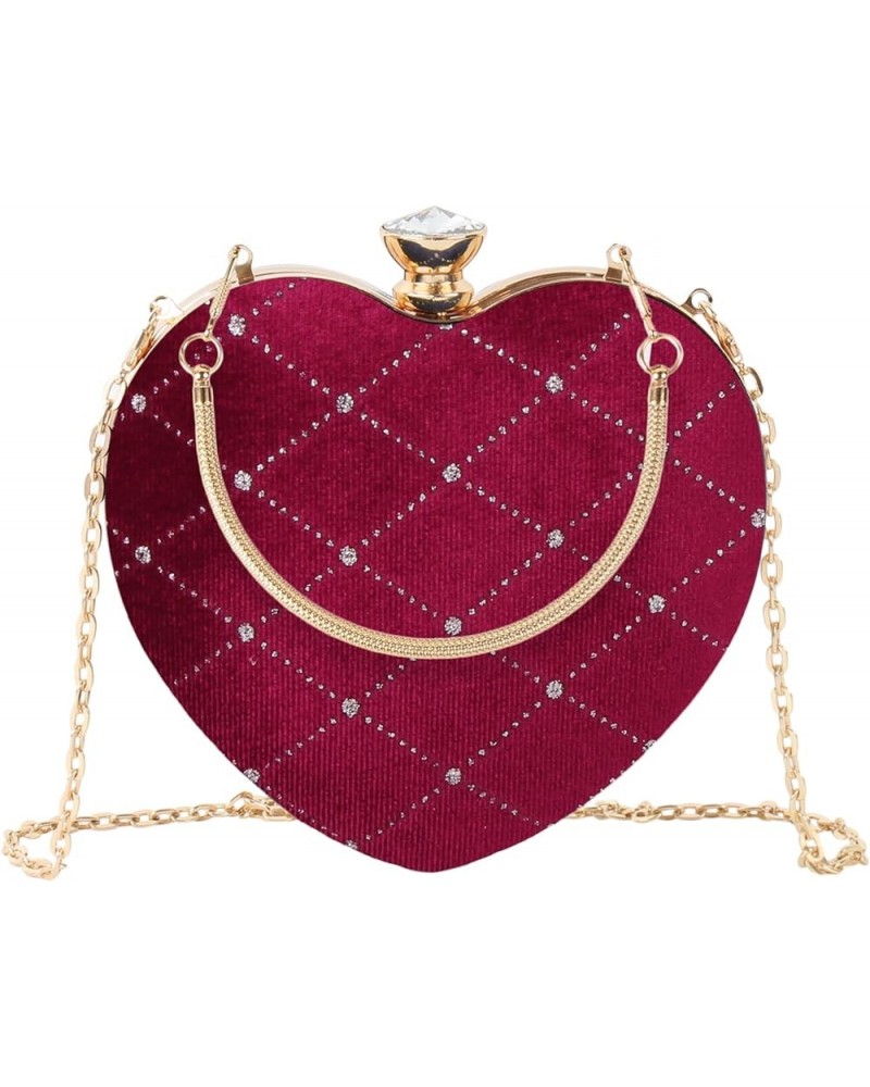 Mily Heart Shape Clutch Bag Messenger Shoulder Handbag Tote Evening Bag Purse 7644+red $13.23 Evening Bags