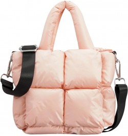 Ladies Small Quilted Tote Bag Winter Soft Quilted Shoulder Bag Down Shoulder Bag Ladies Handbag Men Bags Shoulder Pink $12.42...