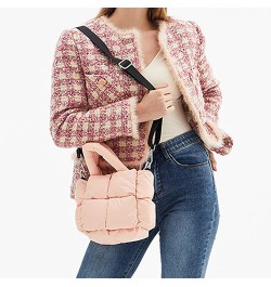 Ladies Small Quilted Tote Bag Winter Soft Quilted Shoulder Bag Down Shoulder Bag Ladies Handbag Men Bags Shoulder Pink $12.42...