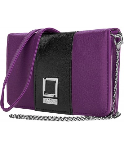 6.75-inch Beige Gold Crossbody Cell Phone Wallet Clutch with Chain Strap for Phones Up to 6.75 Purple/Black $16.49 Clutches