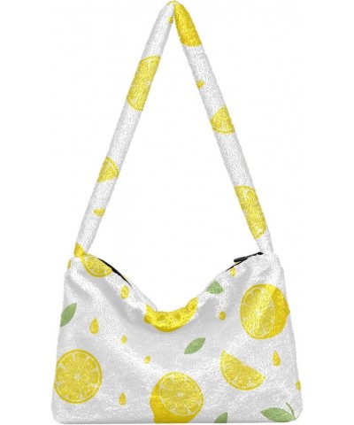 Summer Lemon Tote Handbags for Women Ultra Soft Fluffy Shoulder Bag with Zipper Fashion Durable Hobo Bag for Concert Picnic $...