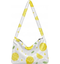 Summer Lemon Tote Handbags for Women Ultra Soft Fluffy Shoulder Bag with Zipper Fashion Durable Hobo Bag for Concert Picnic $...