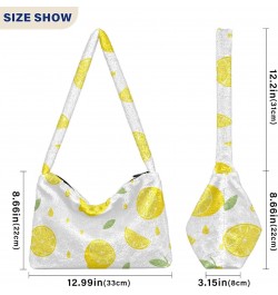 Summer Lemon Tote Handbags for Women Ultra Soft Fluffy Shoulder Bag with Zipper Fashion Durable Hobo Bag for Concert Picnic $...