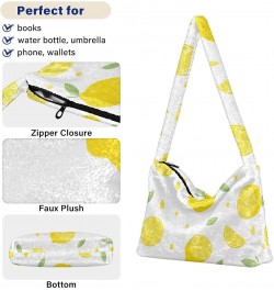 Summer Lemon Tote Handbags for Women Ultra Soft Fluffy Shoulder Bag with Zipper Fashion Durable Hobo Bag for Concert Picnic $...