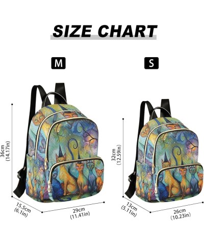 Quilted Backpack for Women Sunflowers at Starry Night Fashion Backpack for Women Travel Backpack with Luggage Strap Magic Cat...