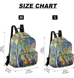 Quilted Backpack for Women Sunflowers at Starry Night Fashion Backpack for Women Travel Backpack with Luggage Strap Magic Cat...