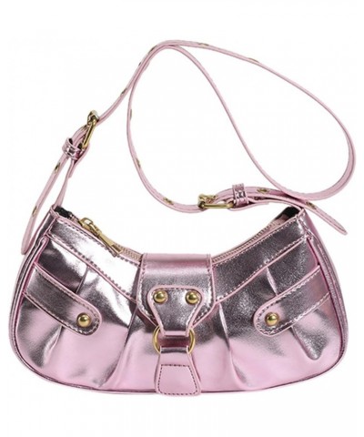 Women's Small Pleated Shoulder Bags Vegan Leather Handbag and Purses Clutch Hobo underarm Saddle bag Tote Crossbody Pink $12....