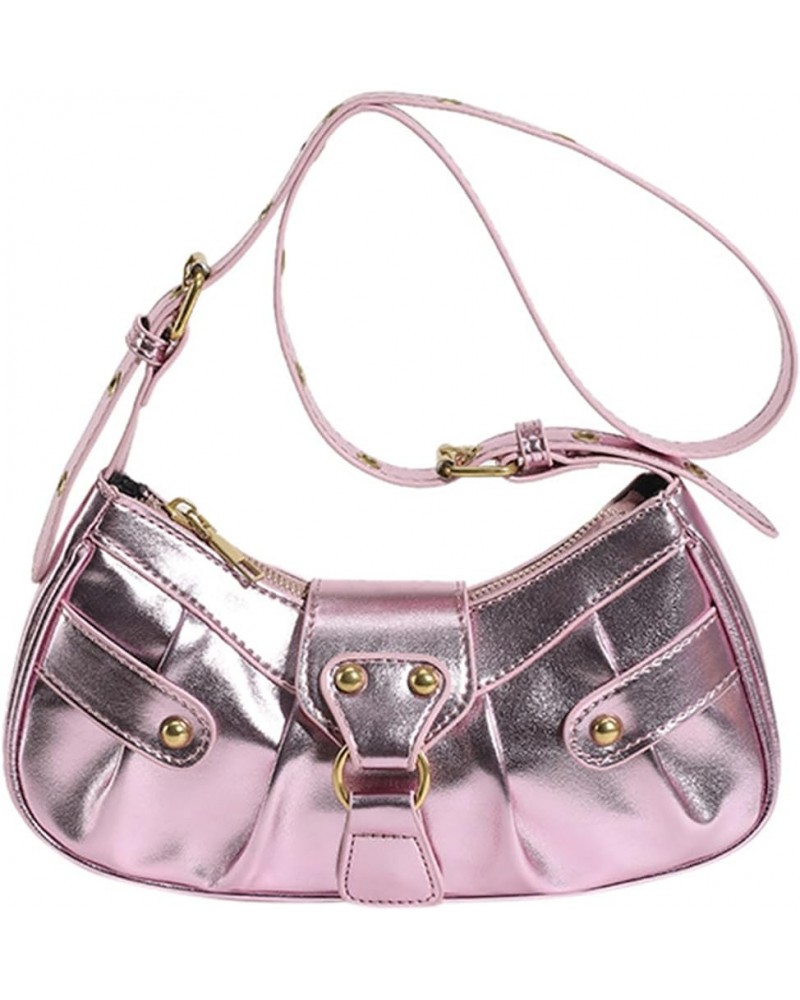 Women's Small Pleated Shoulder Bags Vegan Leather Handbag and Purses Clutch Hobo underarm Saddle bag Tote Crossbody Pink $12....