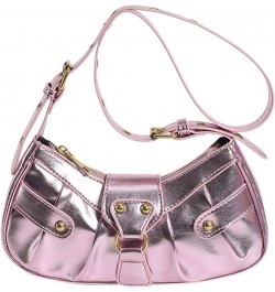 Women's Small Pleated Shoulder Bags Vegan Leather Handbag and Purses Clutch Hobo underarm Saddle bag Tote Crossbody Pink $12....