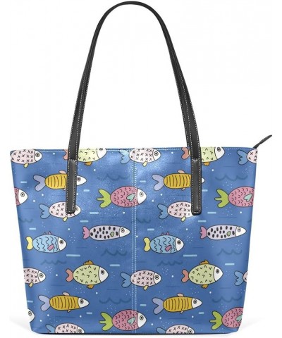 Handbags for Women Tote Bags with 11.08"(L) x 3.54"(W) x 11.02"(W) - Many Fish Marine Life Fish Cartoon $19.77 Totes