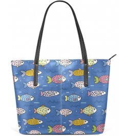 Handbags for Women Tote Bags with 11.08"(L) x 3.54"(W) x 11.02"(W) - Many Fish Marine Life Fish Cartoon $19.77 Totes