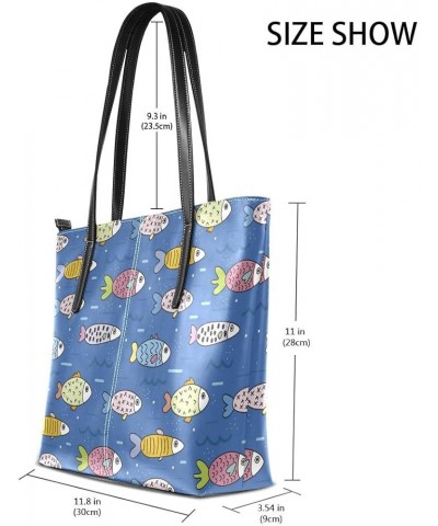 Handbags for Women Tote Bags with 11.08"(L) x 3.54"(W) x 11.02"(W) - Many Fish Marine Life Fish Cartoon $19.77 Totes