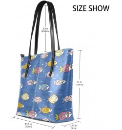 Handbags for Women Tote Bags with 11.08"(L) x 3.54"(W) x 11.02"(W) - Many Fish Marine Life Fish Cartoon $19.77 Totes