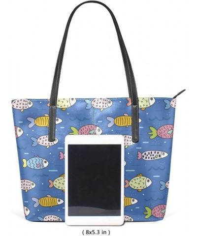 Handbags for Women Tote Bags with 11.08"(L) x 3.54"(W) x 11.02"(W) - Many Fish Marine Life Fish Cartoon $19.77 Totes