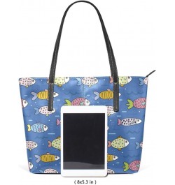 Handbags for Women Tote Bags with 11.08"(L) x 3.54"(W) x 11.02"(W) - Many Fish Marine Life Fish Cartoon $19.77 Totes