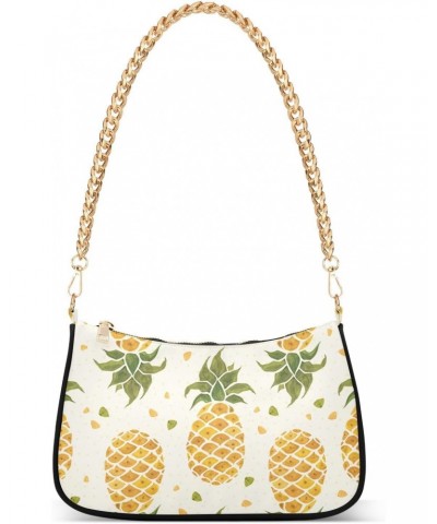 Cute Yellow Pineapples Palm Leaves Shoulder Bag for Women Hobo Bags Small Chain Shoulder Bags Clutch Handbag Tote Crossbody B...