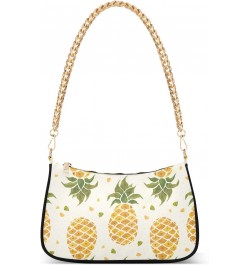 Cute Yellow Pineapples Palm Leaves Shoulder Bag for Women Hobo Bags Small Chain Shoulder Bags Clutch Handbag Tote Crossbody B...