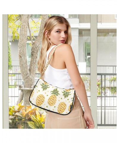 Cute Yellow Pineapples Palm Leaves Shoulder Bag for Women Hobo Bags Small Chain Shoulder Bags Clutch Handbag Tote Crossbody B...