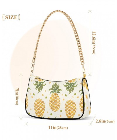 Cute Yellow Pineapples Palm Leaves Shoulder Bag for Women Hobo Bags Small Chain Shoulder Bags Clutch Handbag Tote Crossbody B...