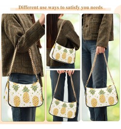 Cute Yellow Pineapples Palm Leaves Shoulder Bag for Women Hobo Bags Small Chain Shoulder Bags Clutch Handbag Tote Crossbody B...