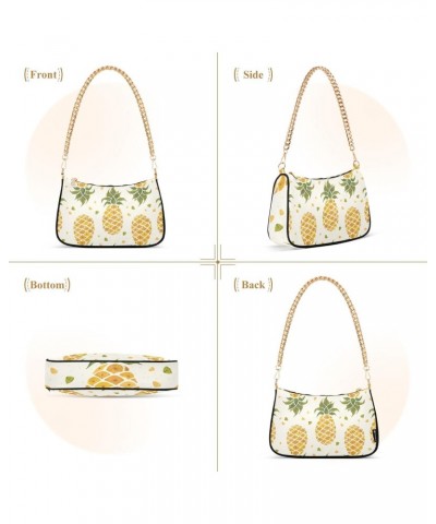 Cute Yellow Pineapples Palm Leaves Shoulder Bag for Women Hobo Bags Small Chain Shoulder Bags Clutch Handbag Tote Crossbody B...