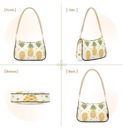 Cute Yellow Pineapples Palm Leaves Shoulder Bag for Women Hobo Bags Small Chain Shoulder Bags Clutch Handbag Tote Crossbody B...