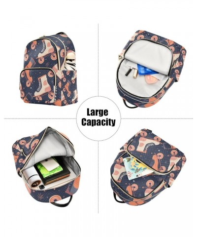 Small Backpack Purse for Women, Retro Rollers Skates Disco Travel Bag Casual Daypack Shoulder Bag Medium $16.56 Backpacks