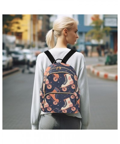 Small Backpack Purse for Women, Retro Rollers Skates Disco Travel Bag Casual Daypack Shoulder Bag Medium $16.56 Backpacks