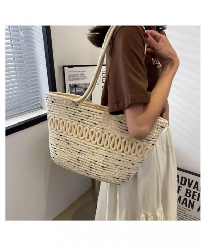 Straw Bag for Women Straw Beach Bag Summer Woven Handbag,Large Capacity French Shoulder Bag for Travel Vacation Black Dot $12...