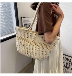 Straw Bag for Women Straw Beach Bag Summer Woven Handbag,Large Capacity French Shoulder Bag for Travel Vacation Black Dot $12...