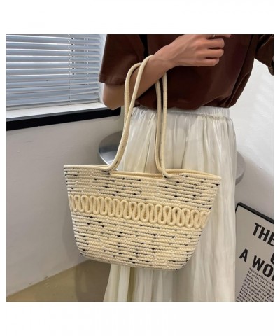 Straw Bag for Women Straw Beach Bag Summer Woven Handbag,Large Capacity French Shoulder Bag for Travel Vacation Black Dot $12...