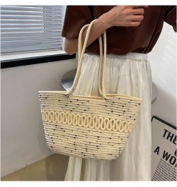 Straw Bag for Women Straw Beach Bag Summer Woven Handbag,Large Capacity French Shoulder Bag for Travel Vacation Black Dot $12...