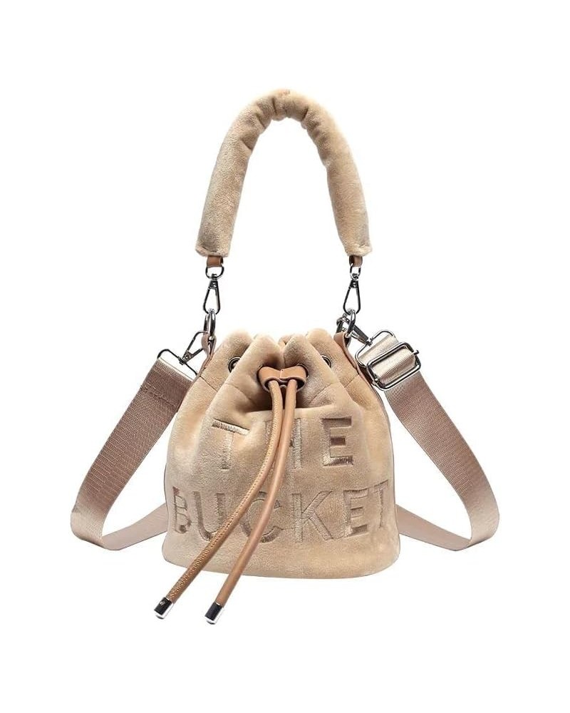 Bucket Bags for Women, Small Bucket Bag, Soft Plush Hobo Purses, Crossbody/Handbag/Hobo Bags(7.9 * 7.9 * 8.3in) Khaki $15.29 ...