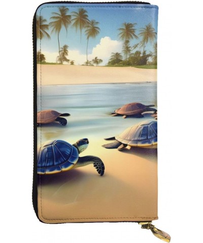 turtles on the beach picture Leather long clutch wallet : Comfortable, lightweight, waterproof, durable 7.48 x 4.13 in $26.83...