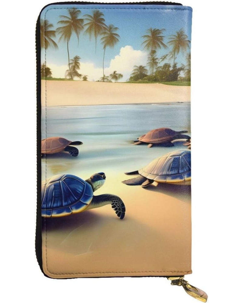 turtles on the beach picture Leather long clutch wallet : Comfortable, lightweight, waterproof, durable 7.48 x 4.13 in $26.83...