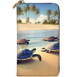 turtles on the beach picture Leather long clutch wallet : Comfortable, lightweight, waterproof, durable 7.48 x 4.13 in $26.83...