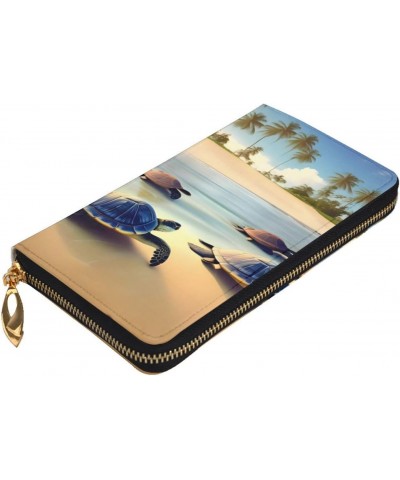 turtles on the beach picture Leather long clutch wallet : Comfortable, lightweight, waterproof, durable 7.48 x 4.13 in $26.83...