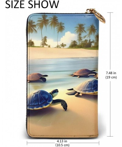 turtles on the beach picture Leather long clutch wallet : Comfortable, lightweight, waterproof, durable 7.48 x 4.13 in $26.83...