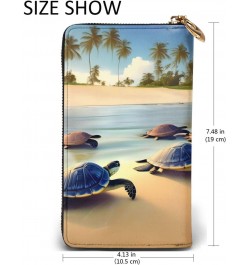 turtles on the beach picture Leather long clutch wallet : Comfortable, lightweight, waterproof, durable 7.48 x 4.13 in $26.83...