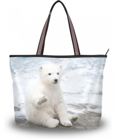 Cooper girl Cute Polar Bear Tote Bag Top Handle Handbag Shoulder Bag Large Capacity $21.50 Totes